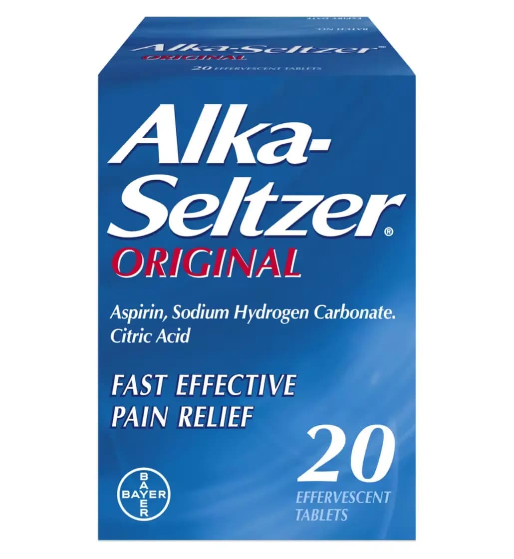 Alka Seltzer Original Effervescent Soluble Tablet Fast Pain Relief 20 tabs