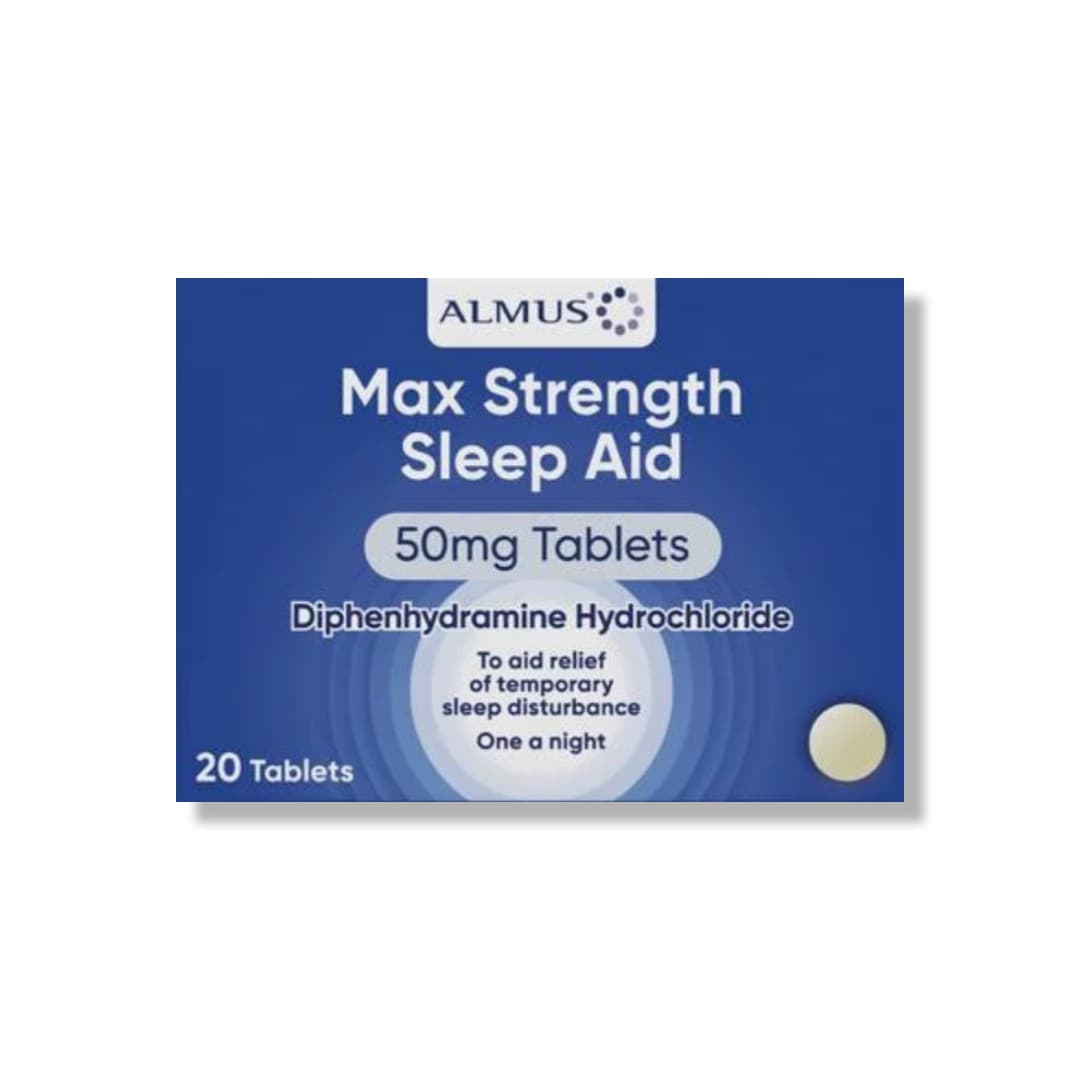 Almus Max Strength Sleep Aid 50mg Tablets 20 - Relief From Sleep Disturbance