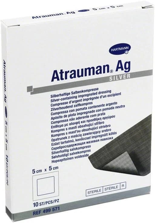 Atrauman Ag Dressing 5cm x 5cm - Silver Wound Care(Pack of 10)