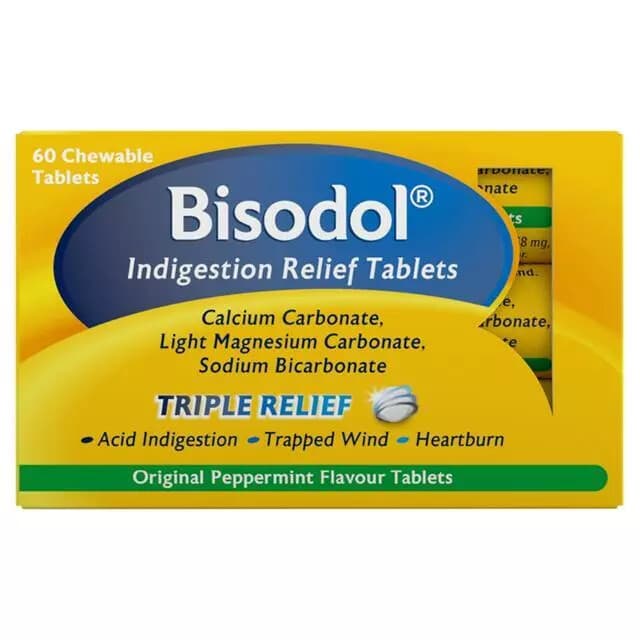 Bisodol Indigestion Relief 60 tablets Acid reflux Heartburn