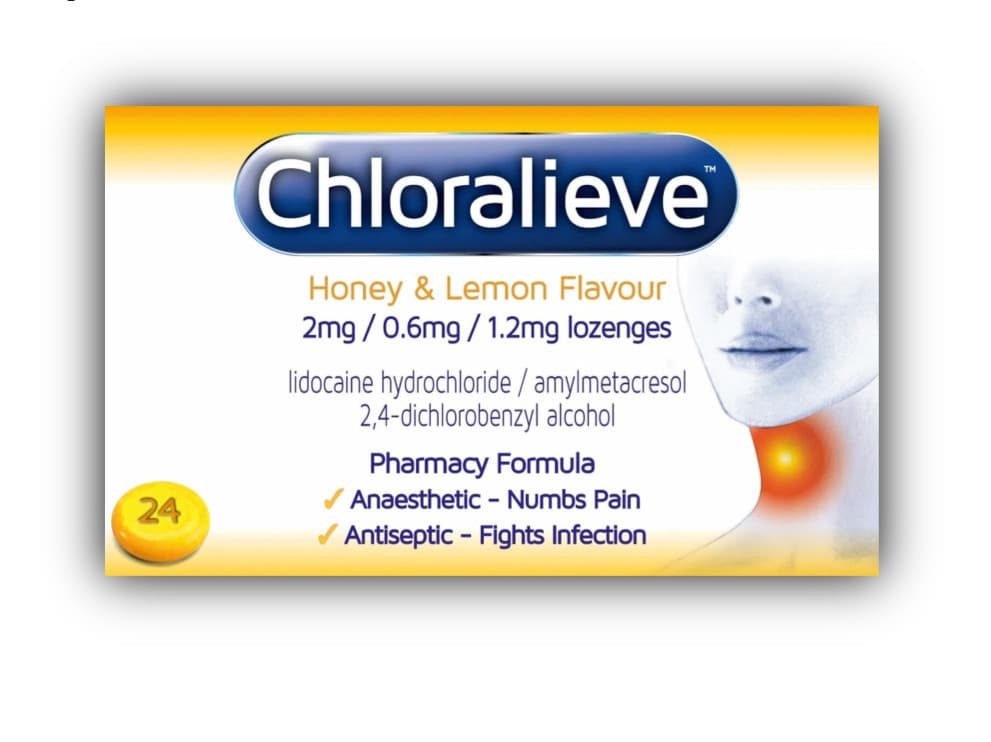 Chloralieve Honey & Lemon Lozenges for Sore Throat - 24