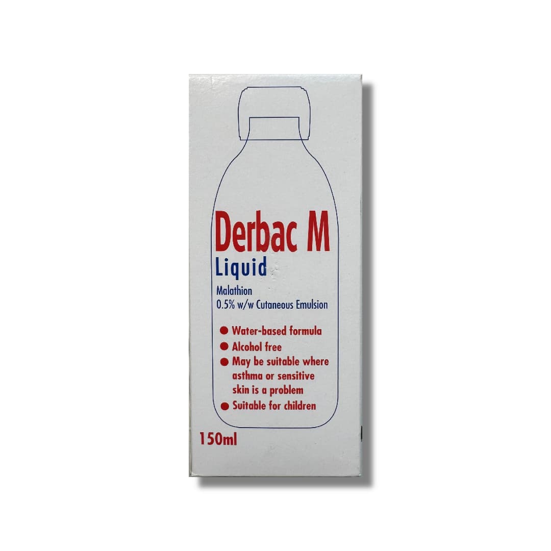 Derbac M Liquid - 150ml - formulated to treat head lice, pubic lice and scabies