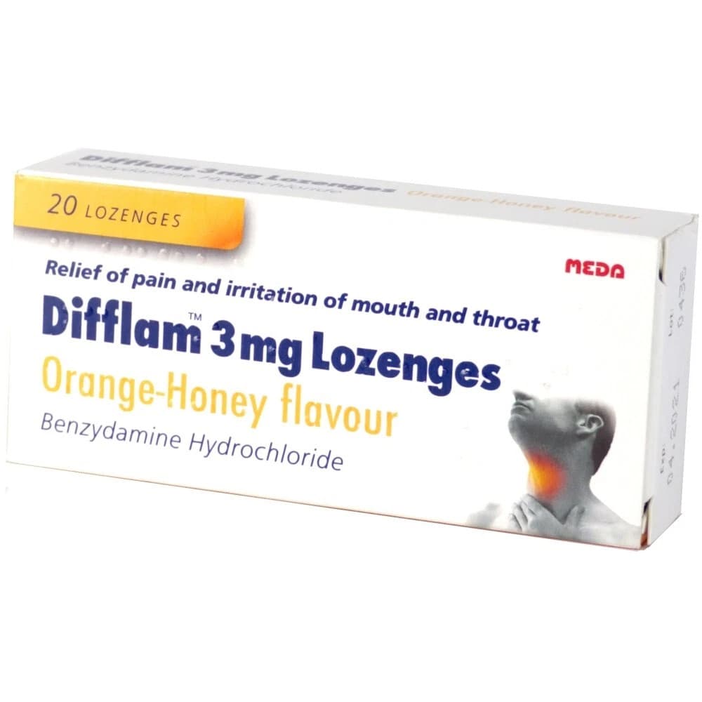 Difflam 3mg Orange Honey Flavour 20 Lozenges