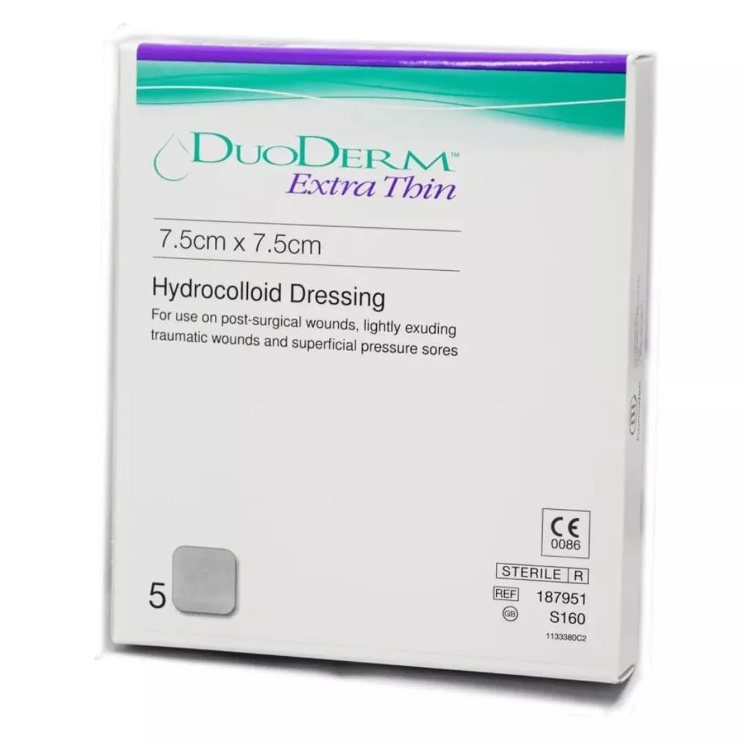 Duoderm Extra Thin Hydrocolloid Dressing 7.5cm x 7.5cm x 5 Dressings