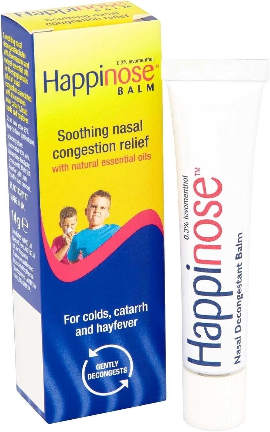 Happinose Balm Soothing Nasal Congestion Relief - For Colds, Hayfever 14g