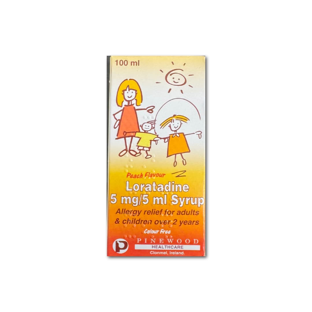 Loratadine Hayfever Relief 5mg/5ml Syrup 100ml - Peach Flavour