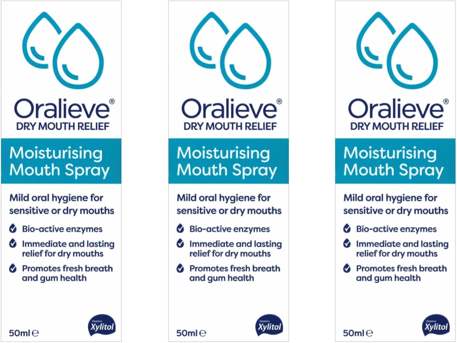 ORALIEVE Moisturising Dry Mouth Spray (50ml) x3