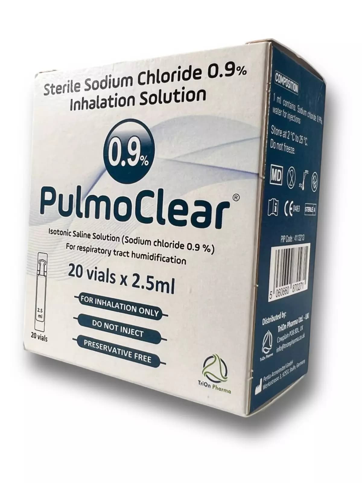 PULMOCLEAR Sterile Isotonic 0.9% Sodium Chloride - 20 X 2.5 ml Unit Dose Vial