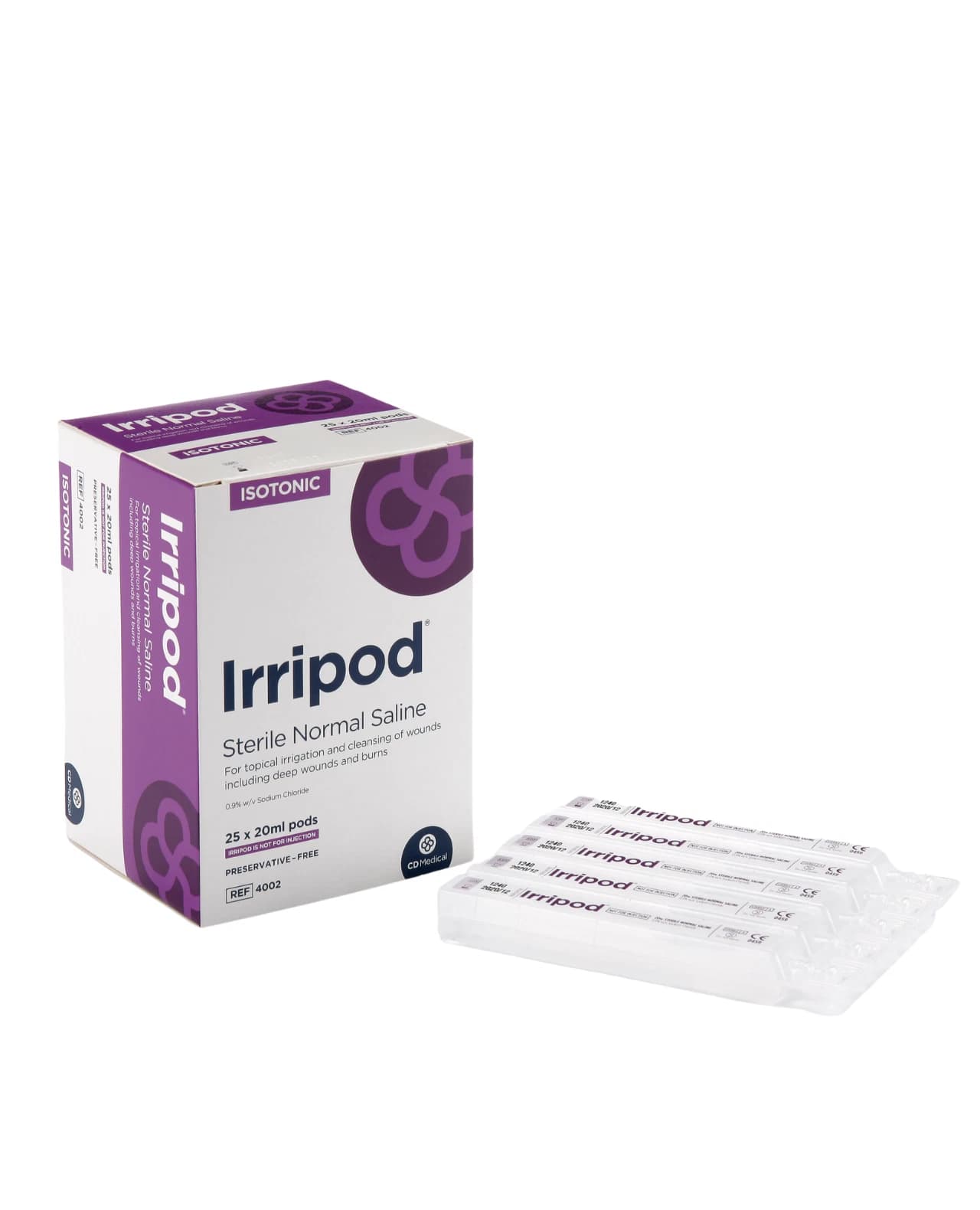 Irripod Sterile Normal Saline 0.9% Pods 20ml (Pack of 25) – Sterile Wound Cleansing & Irrigation Solution