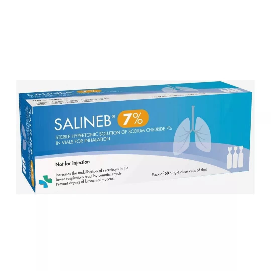 Salineb 7% Sterile Hypertonic Saline Solution Vials for inhalation 60 x 4ml