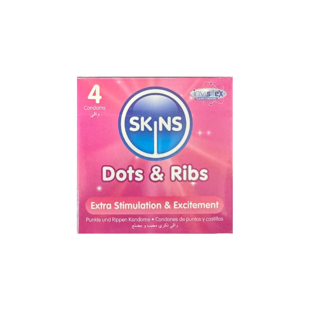 Skins Dots & Ribs Condoms- 4 Condoms